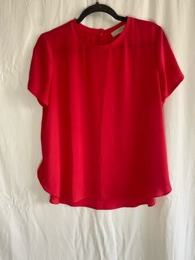 LOFT Women's Bright Pink Short Sleeve Blouse